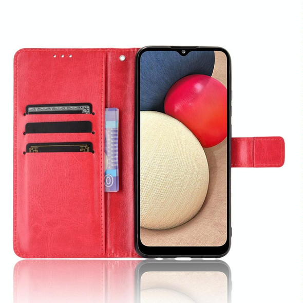 Samsung Galaxy A02s (Eurasian Version) Retro Crazy Horse Texture Horizontal Flip Leather Case with Holder & Card Slots & Photo Frame(Red)