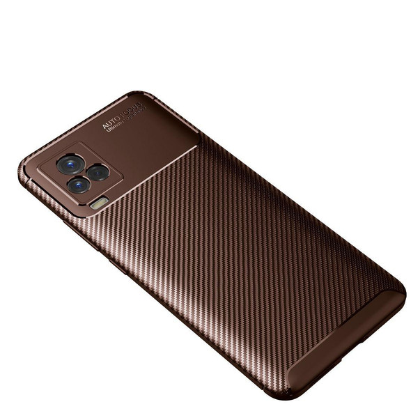 vivo iQOO 7 Carbon Fiber Texture Shockproof TPU Case(Brown)