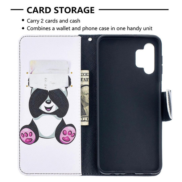 Samsung Galaxy A32 5G Colored Drawing Pattern Horizontal Flip Leather Case with Holder & Card Slots & Wallet(Panda)