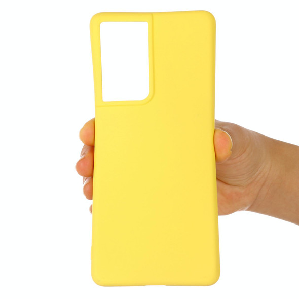 Samsung Galaxy S21 Ultra 5G Pure Color Liquid Silicone Shockproof Full Coverage Case(Yellow)