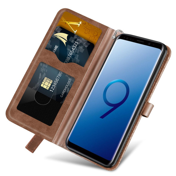 Samsung Galaxy S9+ Life of Tree Embossing Pattern Horizontal Flip Leather Case with Holder & Card Slot & Wallet & Photo Frame & Lanyard(Brown)