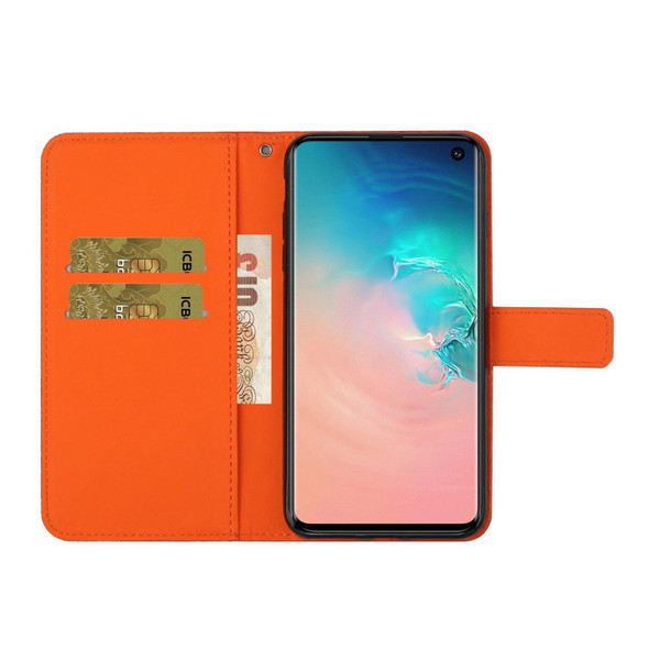 Samsung Galaxy S10 Ethnic Style Embossed Pattern Horizontal Flip Leather Case with Holder & Card Slots & Wallet & Lanyard(Orange)