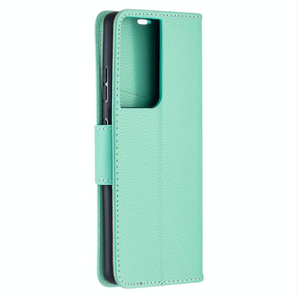 Samsung Galaxy S21 Ultra 5G Litchi Texture Pure Color Horizontal Flip Leather Case with Holder & Card Slots & Wallet & Lanyard(Green)