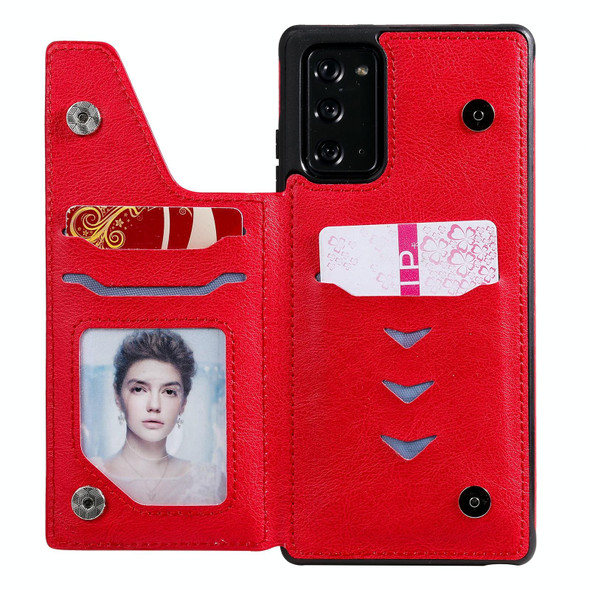 Solid Color Double Buckle Zipper Shockproof Protective Case - Samsung Galaxy Note20(Red)