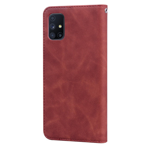 Samsung Galaxy M51 Frosted Business Magnetic Horizontal Flip PU Leather Case with Holder & Card Slot & Lanyard(Brown)