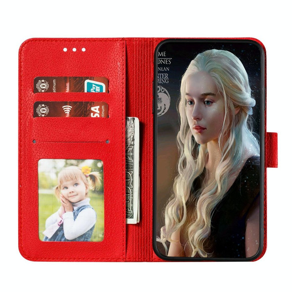 Feather Pattern Litchi Texture Horizontal Flip Leatherette Case with Wallet & Holder & Card Slots - Galaxy A10(Red)