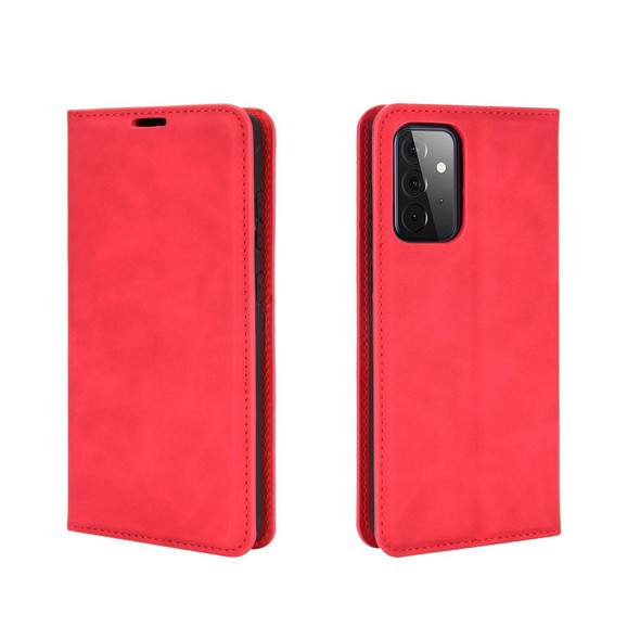 Samsung Galaxy A72 5G / 4G Retro-skin Business Magnetic Suction Leather Case with Holder & Card Slots & Wallet(Red)