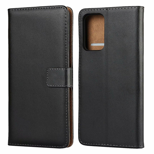 Plain Texture Cowhide Leather Horizontal Flip Case with Magnetic Clasp & Holder & Card Slots & Wallet - Samsung Galaxy A72 5G / 4G(Black)