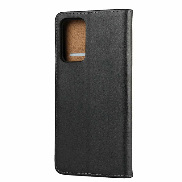 Plain Texture Cowhide Leather Horizontal Flip Case with Magnetic Clasp & Holder & Card Slots & Wallet - Samsung Galaxy A52 5G / 4G (Black)