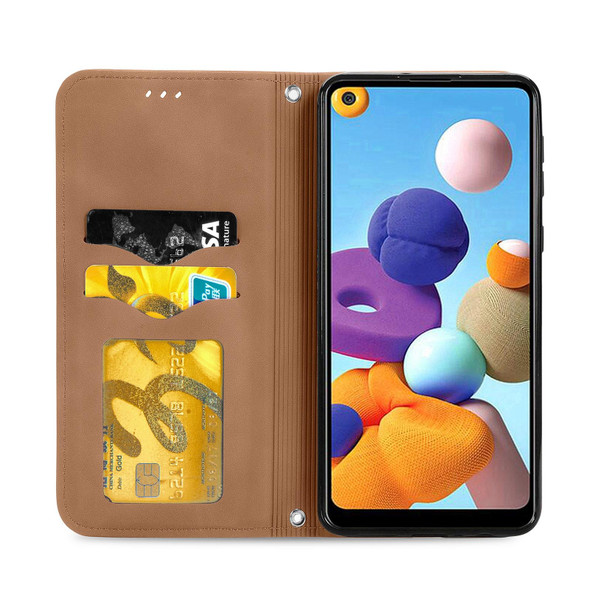 Samsung Galaxy A21 (EU) Retro Skin Feel Business Magnetic Horizontal Flip Leather Case with Holder & Card Slots & Wallet & Photo Frame(Brown)