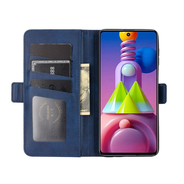 Samsung Galaxy M51 (Side Fingerprint) Dual-side Magnetic Buckle Horizontal Flip Leather Case with Holder & Card Slots & Wallet(Dark Blue)