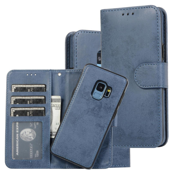 Samsung Galaxy S9 Retro 2 in 1 Detachable Magnetic Horizontal Flip TPU + PU Leather Case with Holder & Card Slots & Photo Frame & Wallet(Dark Blue)