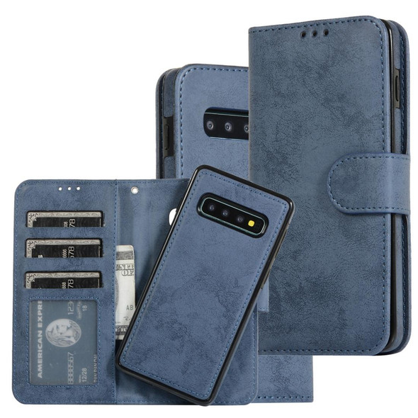 Samsung Galaxy S10 Retro 2 in 1 Detachable Magnetic Horizontal Flip TPU + PU Leather Case with Holder & Card Slots & Photo Frame & Wallet(Dark Blue)