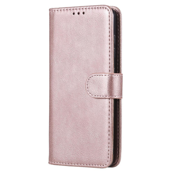 Samsung Galaxy A41(EU Version) 2 in 1 Solid Color Detachable PU Leather Case with Card Slots & Magnetic Holder & Photo Frame & Wallet & Strap(Rose Gold)