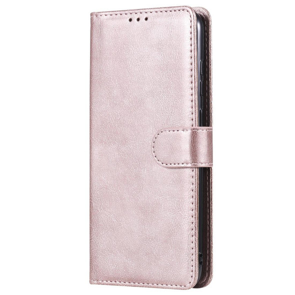 Samsung Galaxy M11 / A11 2 in 1 Solid Color Detachable PU Leather Case with Card Slots & Magnetic Holder & Photo Frame & Wallet & Strap(Rose Gold)