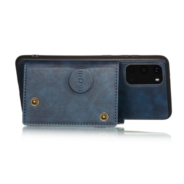 Samsung Galaxy Note 20 Ultra Double Buckle PU + TPU Shockproof Magnetic Protective Case with Card Slot & Holder(Blue)