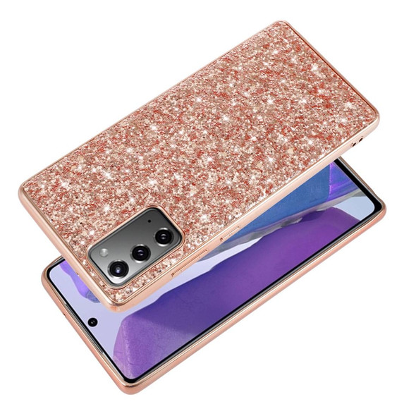 Samsung Galaxy Note20 Ultra Glitter Powder Shockproof TPU Protective Case(Rose Gold)