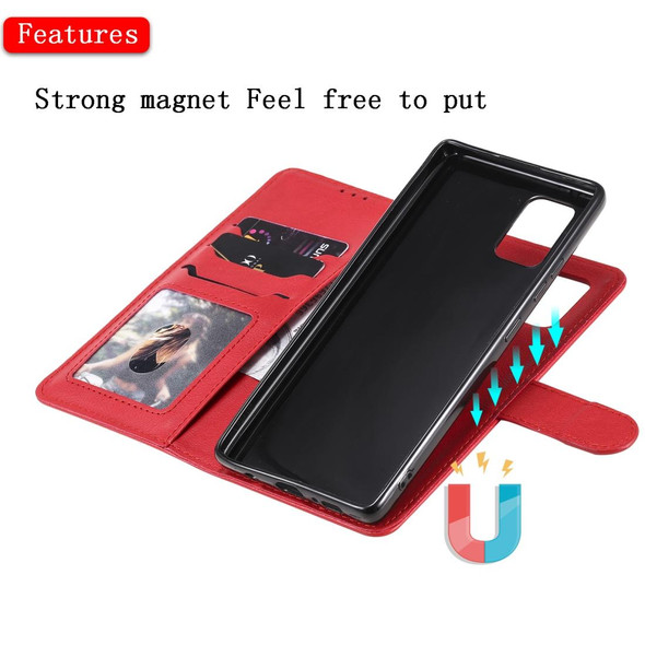 Samsung Galaxy A71 5G 2 in 1 Solid Color Detachable PU Leather Case with Card Slots & Magnetic Holder & Photo Frame & Wallet & Strap(Red)