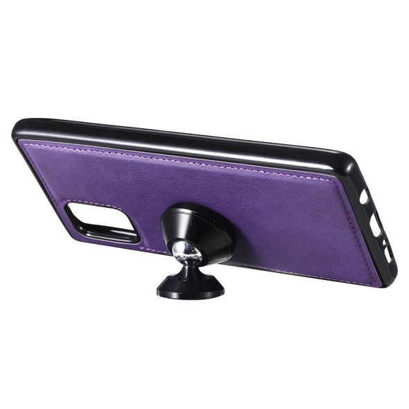 Samsung Galaxy A71 5G 2 in 1 Solid Color Detachable PU Leather Case with Card Slots & Magnetic Holder & Photo Frame & Wallet & Strap(Purple)