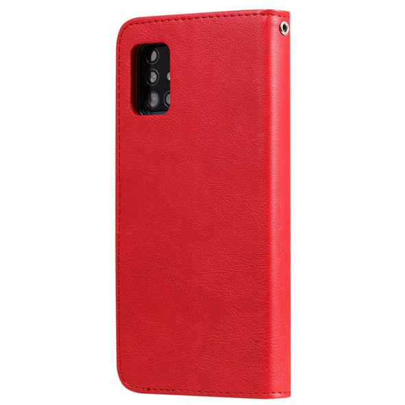 Samsung Galaxy A51 5G 2 in 1 Solid Color Detachable PU Leather Case with Card Slots & Magnetic Holder & Photo Frame & Wallet & Strap(Red)