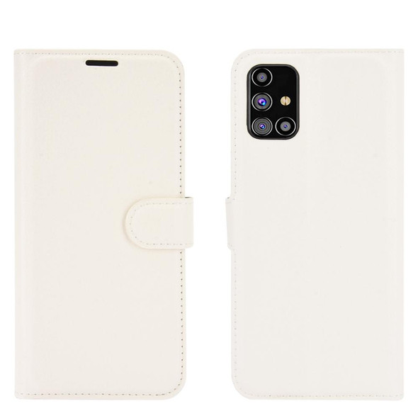 Samsung Galaxy M31s Litchi Texture Horizontal Flip Protective Case with Holder & Card Slots & Wallet(White)