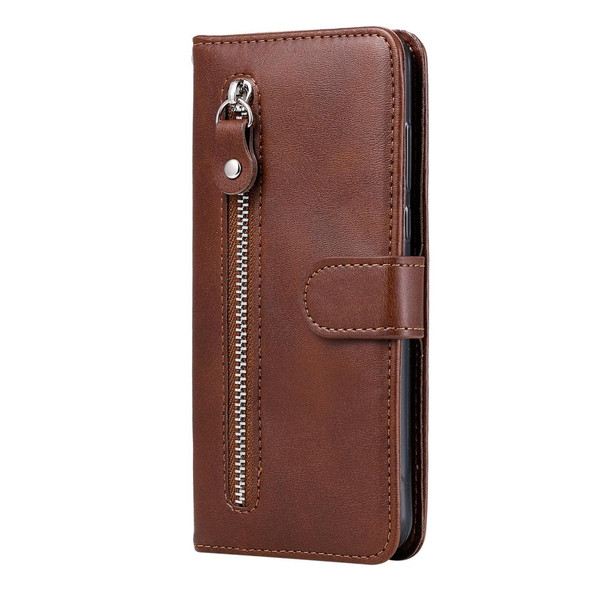 Samsung Galaxy Note20 Ultra Fashion Calf Texture Zipper Horizontal Flip Leather Case with Stand & Card Slots & Wallet Function(Brown)