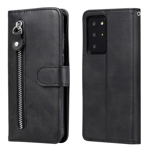 Samsung Galaxy Note20 Ultra Fashion Calf Texture Zipper Horizontal Flip Leather Case with Stand & Card Slots & Wallet Function(Black)