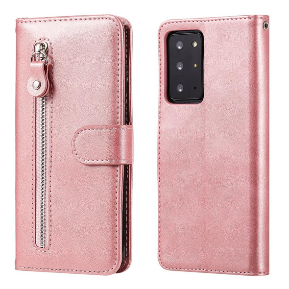 Samsung Galaxy Note20 Ultra Fashion Calf Texture Zipper Horizontal Flip Leather Case with Stand & Card Slots & Wallet Function(Rose Gold)