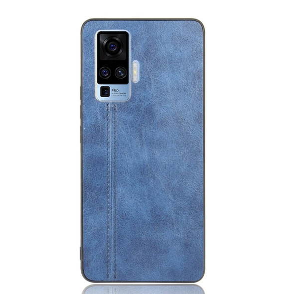 Vivo X50 Pro Shockproof Sewing Cow Pattern Skin PC + PU + TPU Case(Blue)