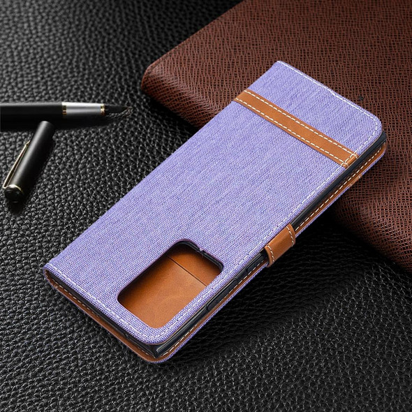 Samsung Galaxy Note20 Ultra Color Matching Denim Texture Horizontal Flip Leather Case with Holder & Card Slots & Wallet & Lanyard(Purple)