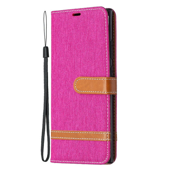 Samsung Galaxy Note20 Ultra Color Matching Denim Texture Horizontal Flip Leather Case with Holder & Card Slots & Wallet & Lanyard(Rose Red)