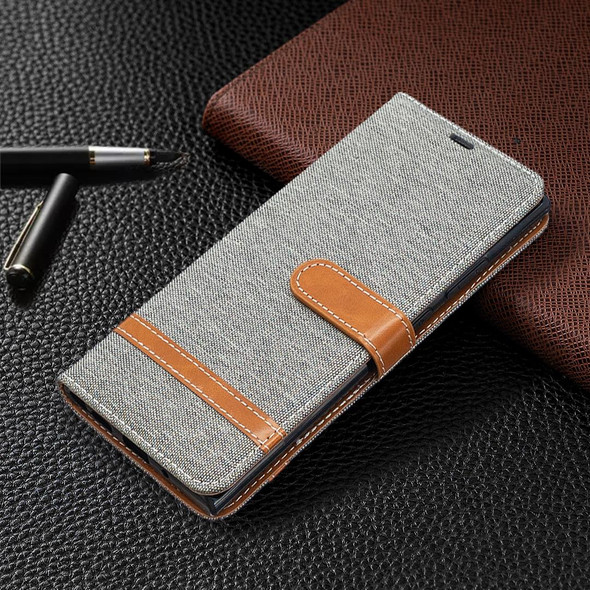 Samsung Galaxy Note20 Ultra Color Matching Denim Texture Horizontal Flip Leather Case with Holder & Card Slots & Wallet & Lanyard(Grey)