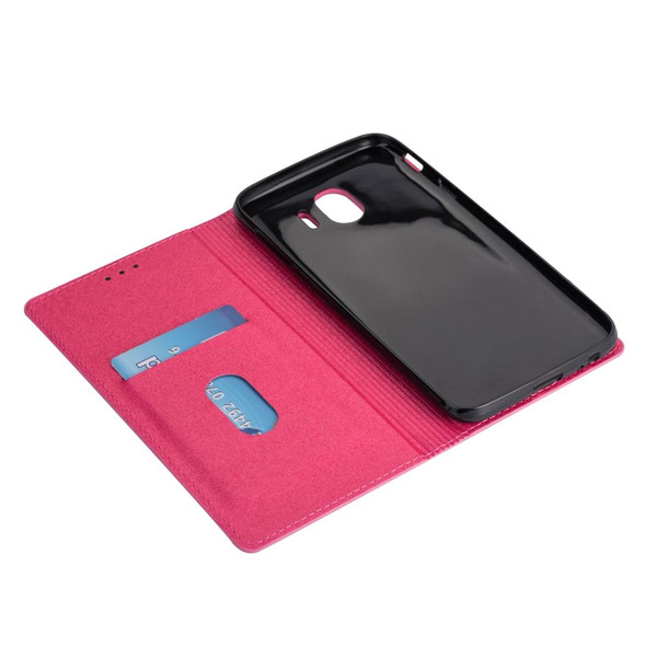Samsung Galaxy J4 (2018) Ultrathin Glitter Magnetic Horizontal Flip Leather Case with Holder & Card Slots(Rose Red)