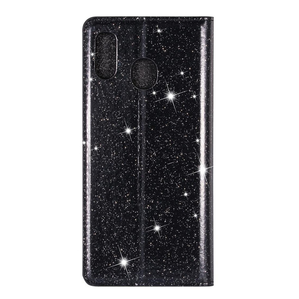 Samsung Galaxy A10e Ultrathin Glitter Magnetic Horizontal Flip Leather Case with Holder & Card Slots(Black)