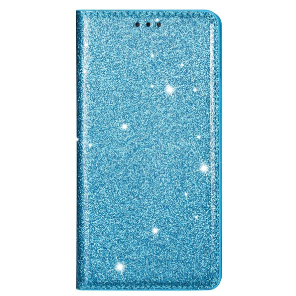 Samsung Galaxy A6+ / J8 (2018) Ultrathin Glitter Magnetic Horizontal Flip Leather Case with Holder & Card Slots(Sky Blue)