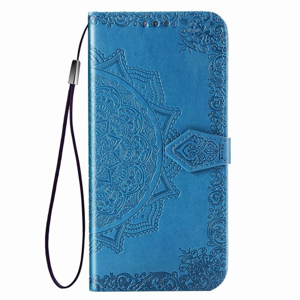 Samsung Galaxy Note20 Ultra Halfway Mandala Embossing Pattern Horizontal Flip Leather Case with Holder & Card Slots & Wallet & Lanyard(Blue)