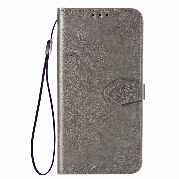 Samsung Galaxy Note20 Ultra Halfway Mandala Embossing Pattern Horizontal Flip Leather Case with Holder & Card Slots & Wallet & Lanyard(Grey)