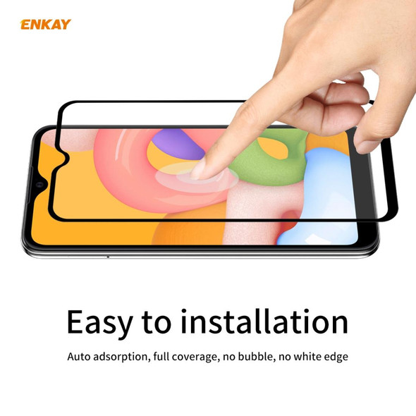 Samsung Galaxy A01 ENKAY Hat-Prince Full Glue 0.26mm 9H 2.5D Tempered Glass Full Coverage Film