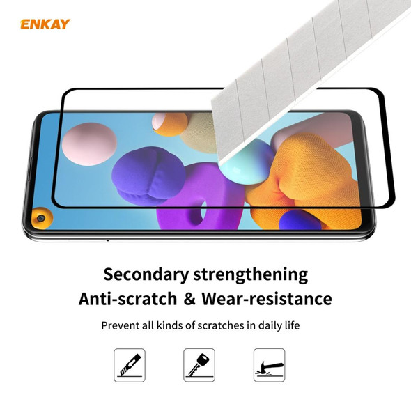 Samsung Galaxy A21s 5 PCS ENKAY Hat-Prince Full Glue 0.26mm 9H 2.5D Tempered Glass Full Coverage Film