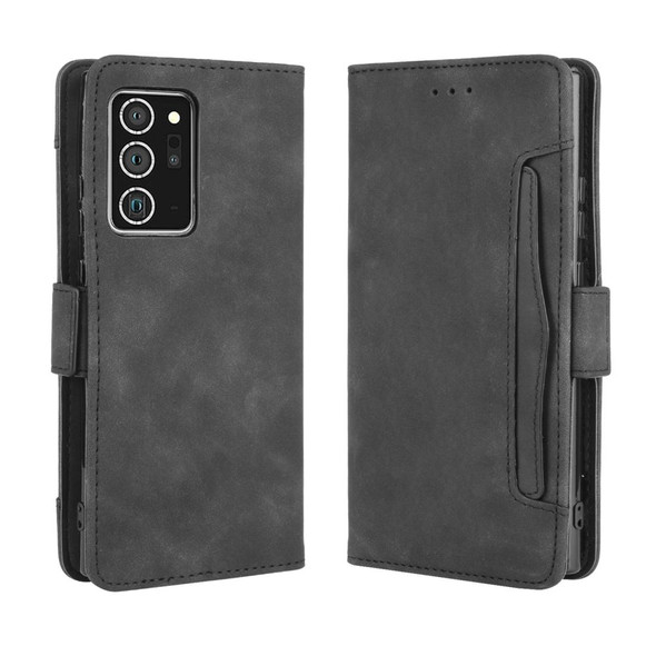 Samsung Galaxy Note20 Ultra Wallet Style Skin Feel Calf Pattern Leather Case with Separate Card Slot(Black)