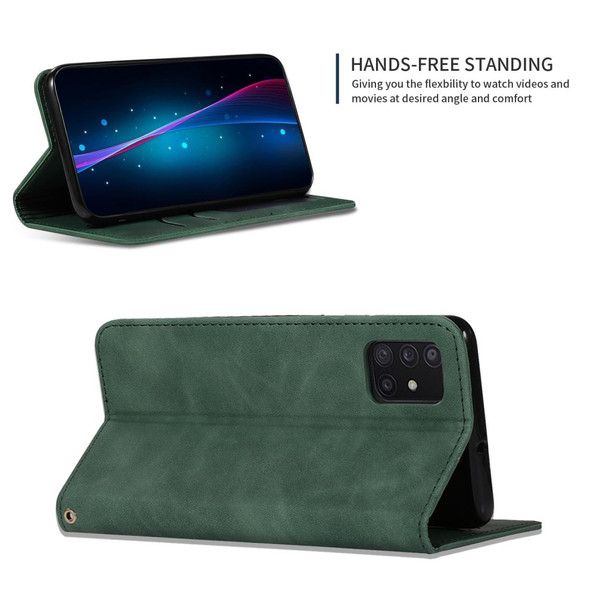 Samsung Galaxy A71 5G Retro Skin Feel Business Magnetic Horizontal Flip Leather Case(Army Green)