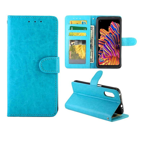 Samsung Galaxy Xcover Pro Crazy Horse Texture Leather Horizontal Flip Protective Case with Holder & Card Slots & Wallet & Photo Frame(baby Blue)