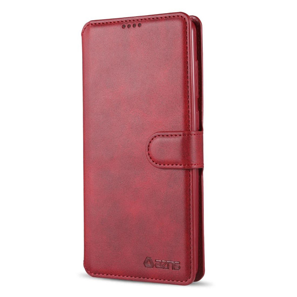 Samsung Galaxy A21s AZNS Calf Texture Horizontal Flip Leather Case with Holder & Card Slots & Wallet & Photo Frame(Red)