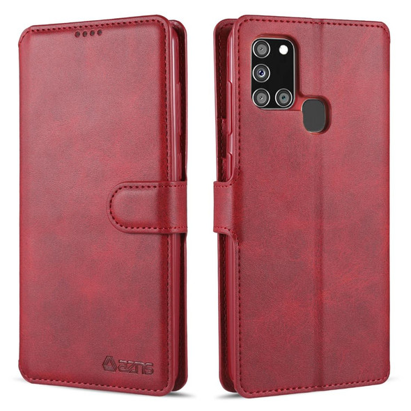 Samsung Galaxy A21s AZNS Calf Texture Horizontal Flip Leather Case with Holder & Card Slots & Wallet & Photo Frame(Red)