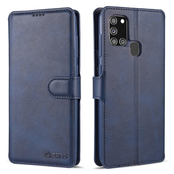 Samsung Galaxy A21s AZNS Calf Texture Horizontal Flip Leather Case with Holder & Card Slots & Wallet & Photo Frame(Blue)