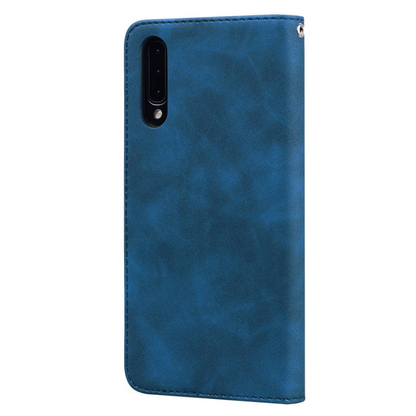 Samsung Galaxy A50 Frosted Business Magnetic Horizontal Flip PU Leather Case with Holder & Card Slot & Lanyard(Blue)