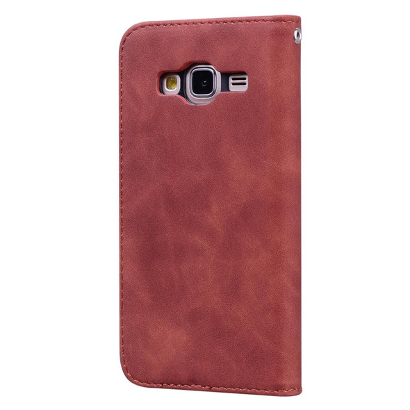 Samsung Galaxy J3 (2016) Frosted Business Magnetic Horizontal Flip PU Leather Case with Holder & Card Slot & Lanyard(Brown)