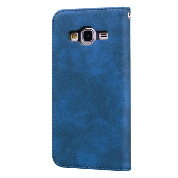 Samsung Galaxy J3 (2016) Frosted Business Magnetic Horizontal Flip PU Leather Case with Holder & Card Slot & Lanyard(Blue)