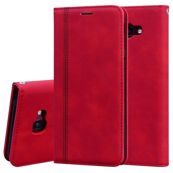 Samsung Galaxy J4 Plus (2018) Frosted Business Magnetic Horizontal Flip PU Leather Case with Holder & Card Slot & Lanyard(Red)