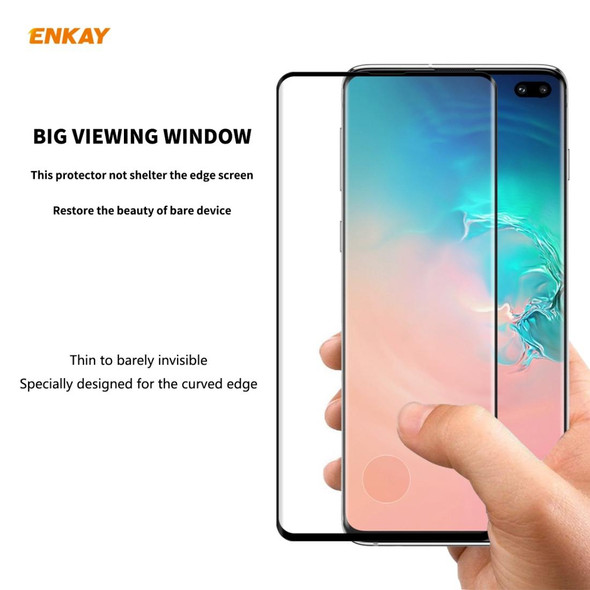 Samsung Galaxy S10+ ENKAY Hat-Prince 0.26mm 9H 3D Full Glue Explosion-proof Full Screen Curved Heat Bending Tempered Glass Film